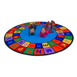 Alphabet Grid Round Rug