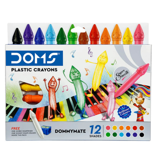 DOMS Dommymate Plastic Crayons 12 Shades