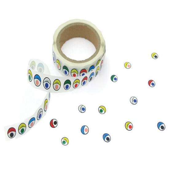 Eye stickers on a roll- Multicoloured 100PC