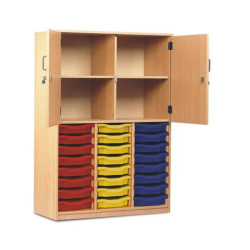 Shallow Tray Storage Cupboard with Half Doors - 24 Trays