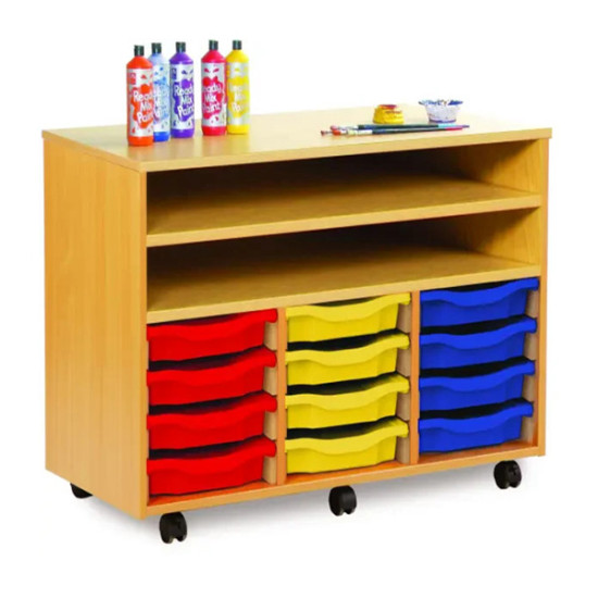 Shallow Tray Shelf Unit - 12 Trays