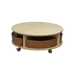 Single Tier Mobile Circular Storage Unit with 4 Baskets