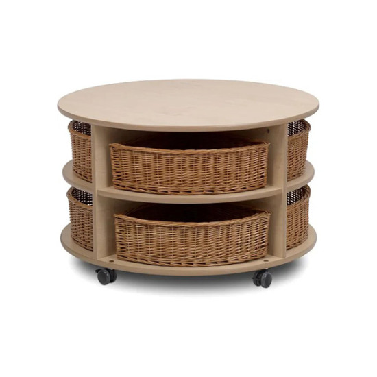 Double Tier Mobile Circular Storage Unit with Baskets