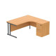 Double Upright Right Hand Radial Desk + Desk High Pedestal